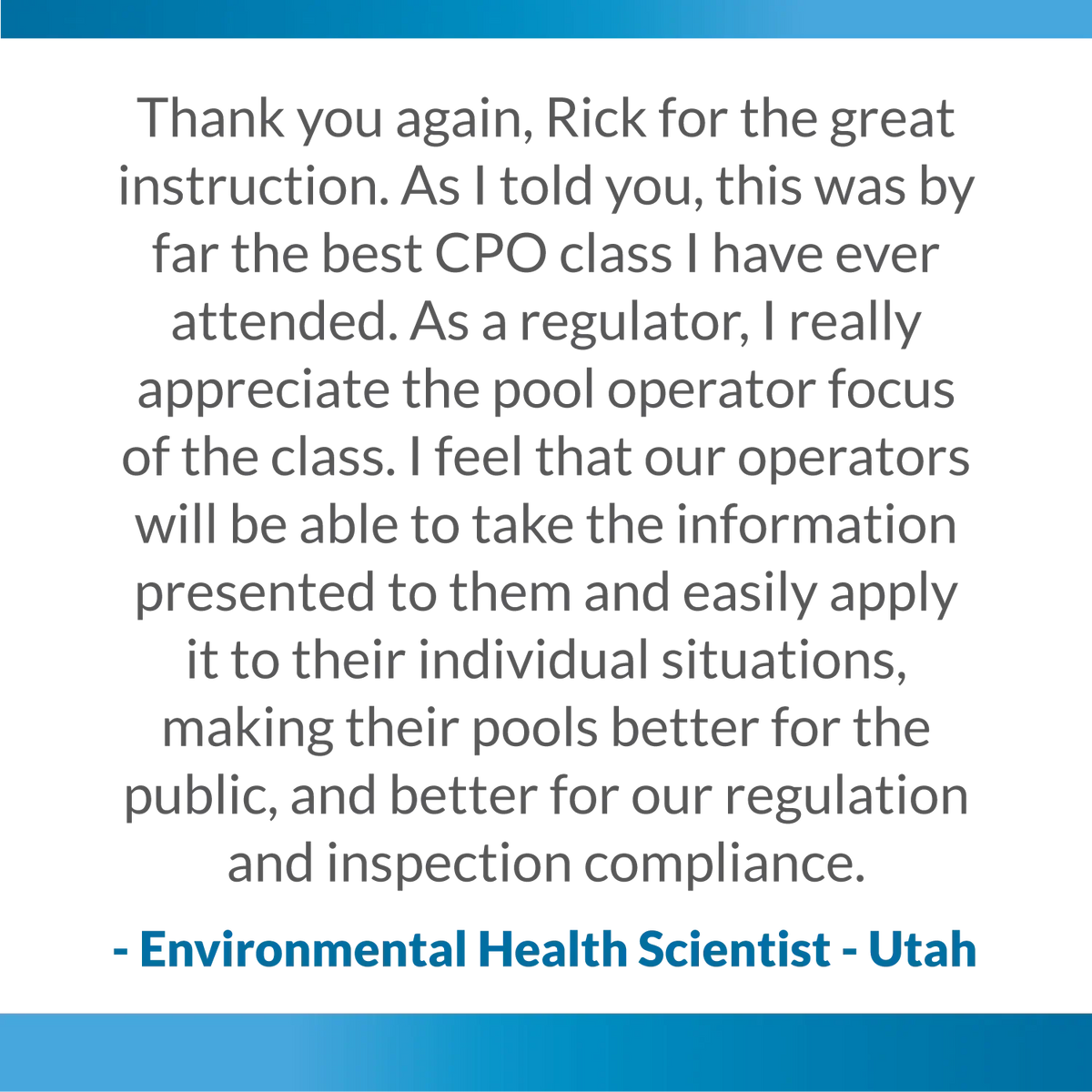 Testimonial review for the pool training academy the best certified pool operator course class seminar certification available